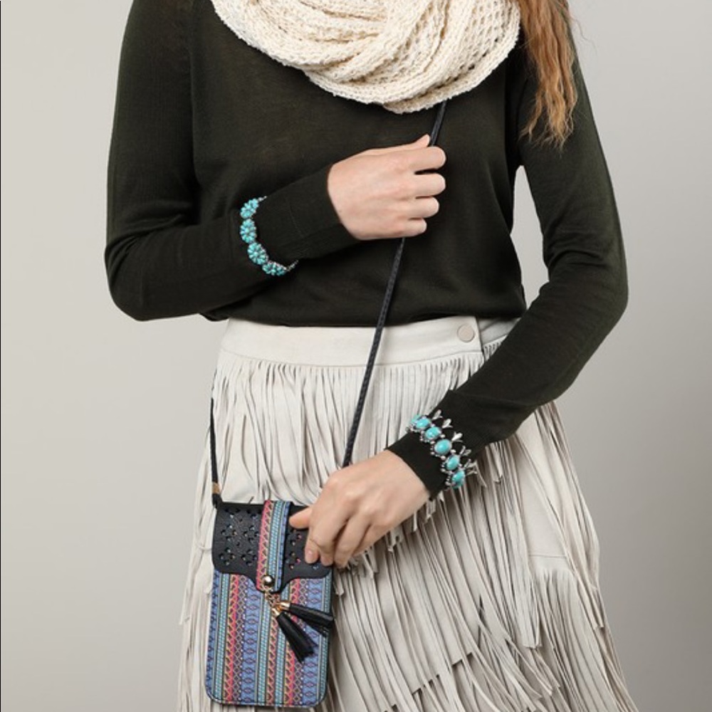 Tribal Print Cell Phone Crossbody Bag